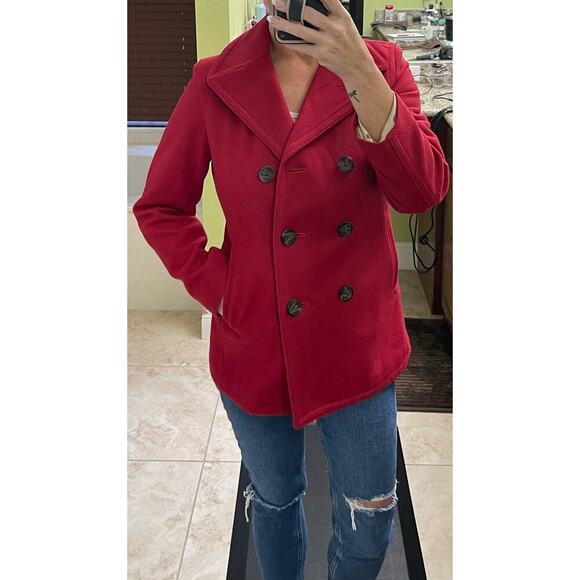 GAP XS Wool red blazer doubled breasted Peacoat classic coat - Picture 4 of 9
